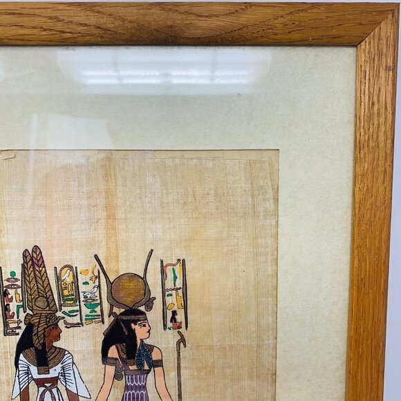 The Papyrus Egyptian Goddess Hand Painted Hand Made Art Gold Black Metallic Gold - Picture 10 of 11